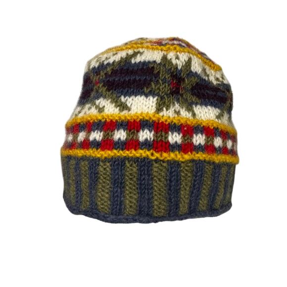 Fleece lined knit beanie cap hat 100% wool made in Nepal multi color unisex - Picture 3 of 9
